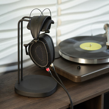 Dan Clark Audio EXPANSE lifestyle view with turntable