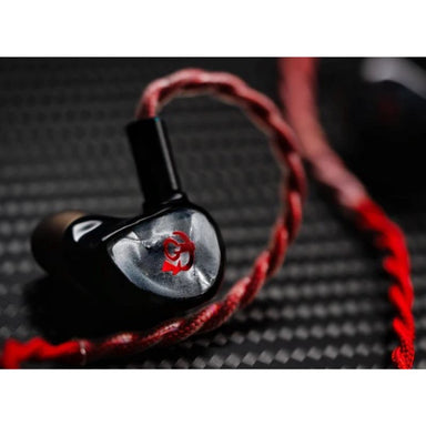 fatfreq x hbb deuce iem left earbud front view with red cable