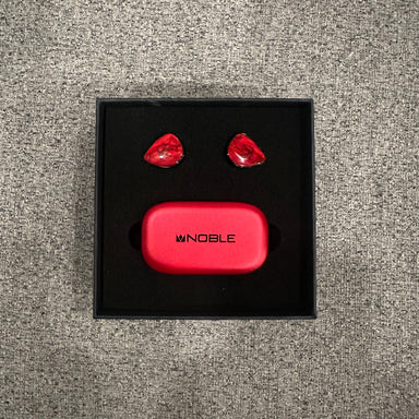 noble fokus amadeus inside of box with case and earbuds showing