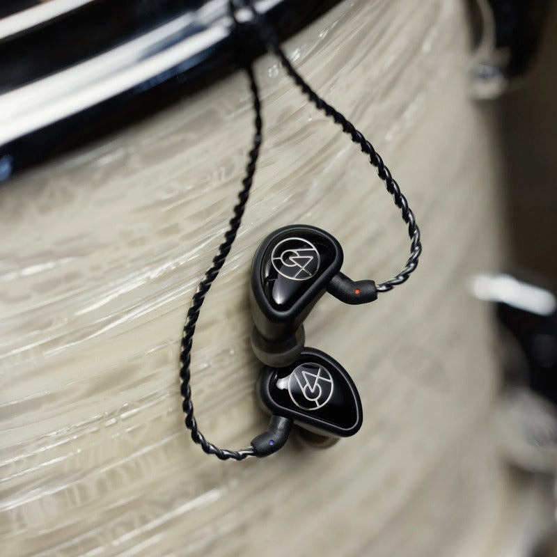 64 audio aspire 4 iem front view hanging from snare drum