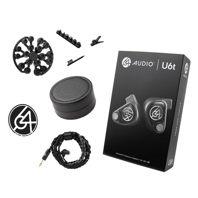 64 audio u6t box and accessories laid out on white background