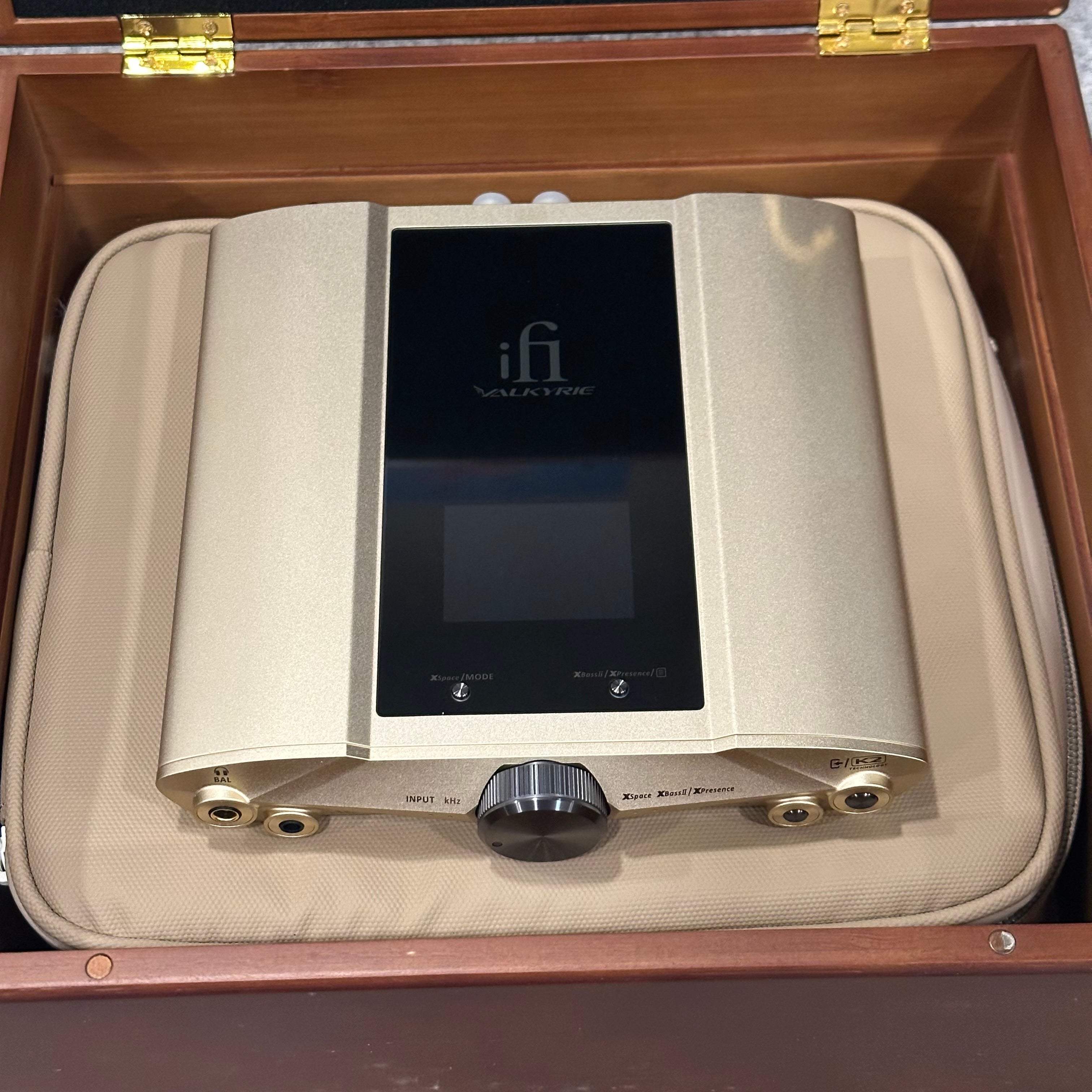 ifi audio valkyrie dac/amp in brown hinged box