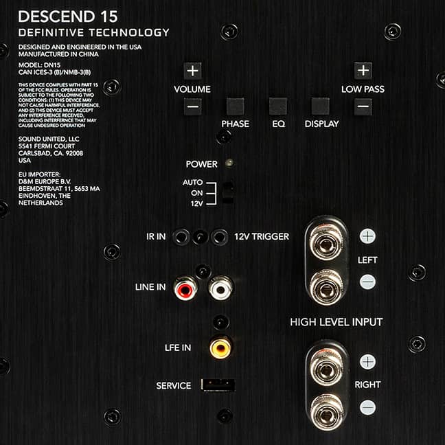 Definitive Technology DN15 back panel view
