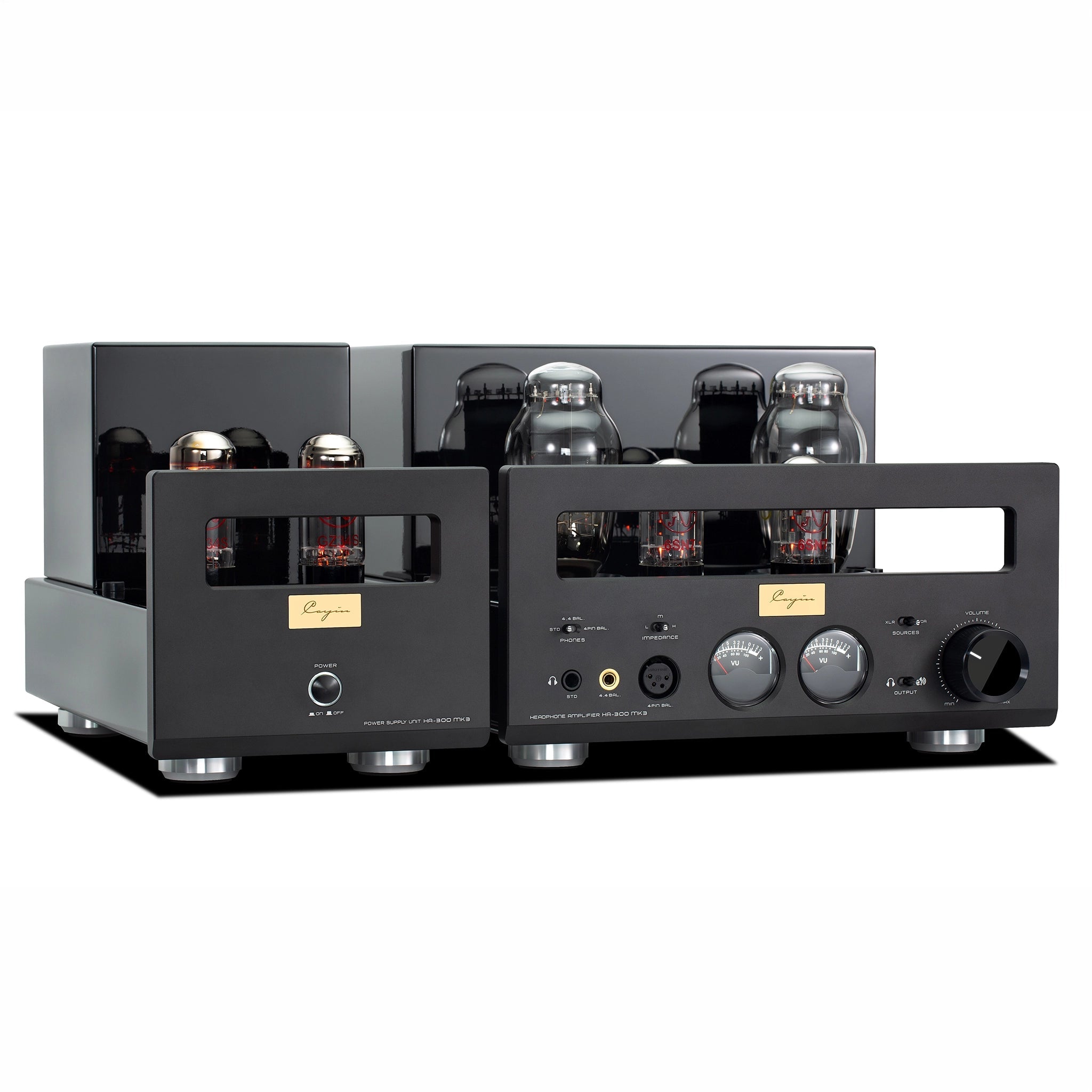 Cayin HA-300 MK3 tube headphone amplifier front left angle