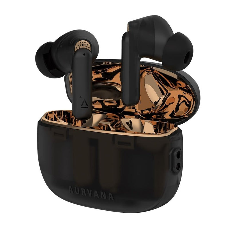 creative aurvana ace 2 earbuds and case quarter view