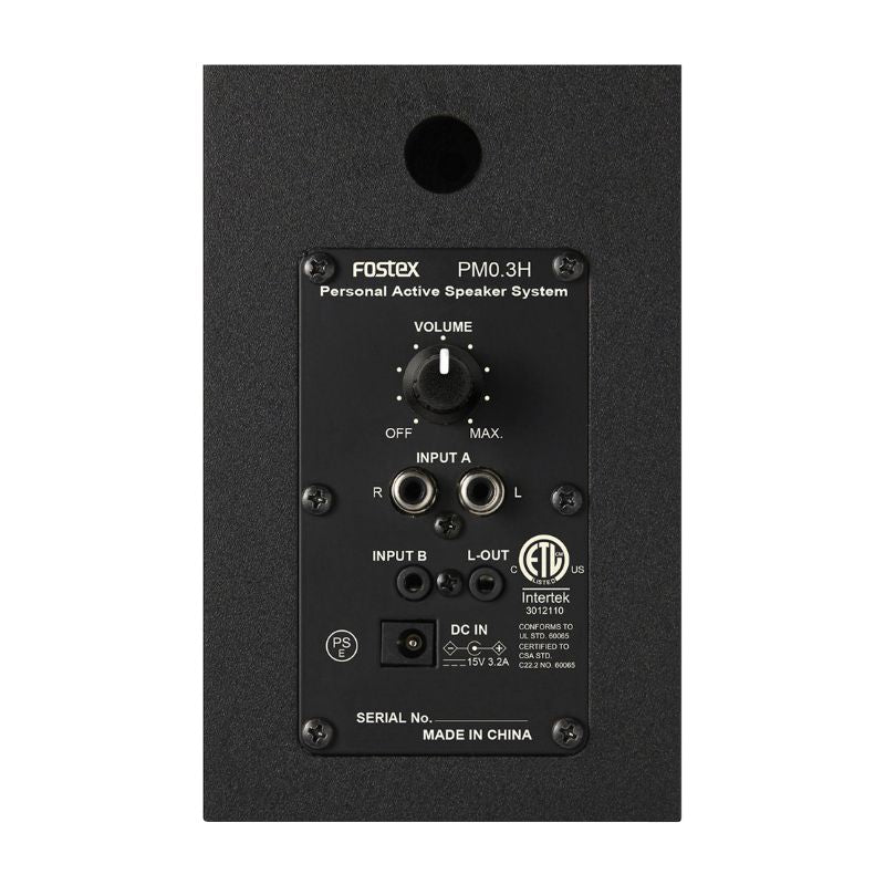 fostex pm0.3h-b peaker back panel inputs view