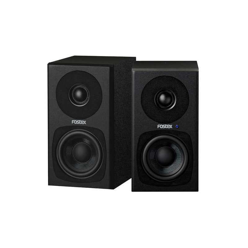 fostex pm0.3h-b speakers side by side angled view