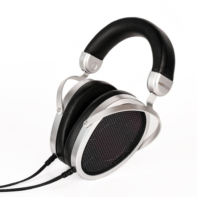 hifiman mini shangri-la headphone side tilted view with cables