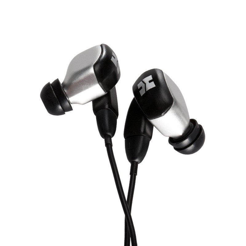 hifiman re2000 pro silver iem with dual flange eartips side by side