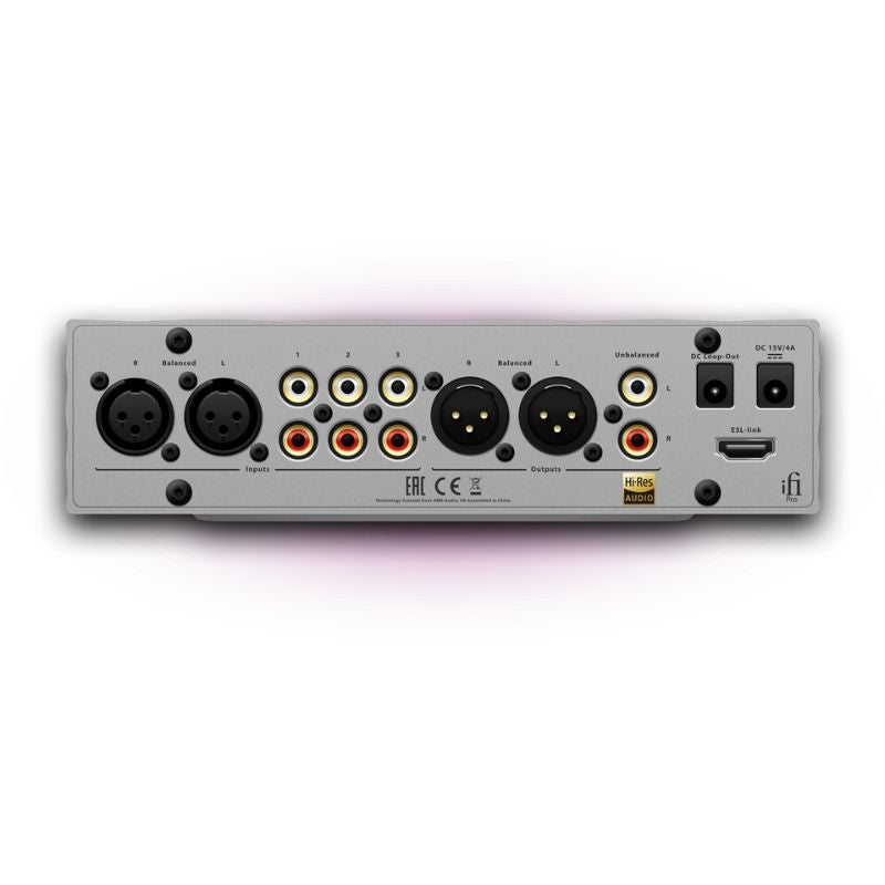 ifi audio pro ican studio headphone amplifier back panel view