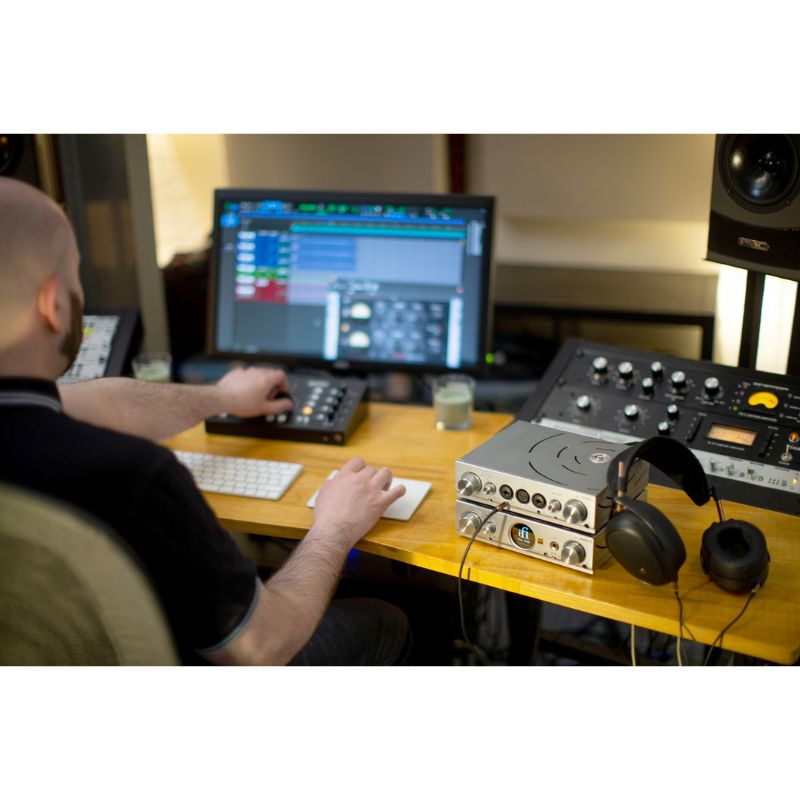 ifi audio pro idsd studio dac amp producer on a desk