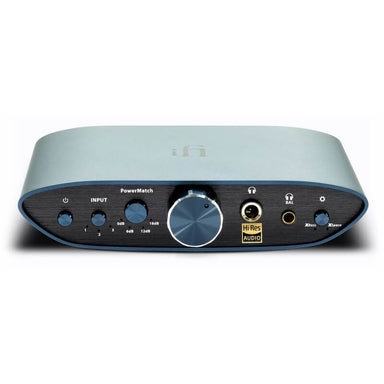 ifi audio zen can signature desktop headphone amplifier front view volume knob with hi res sticker
