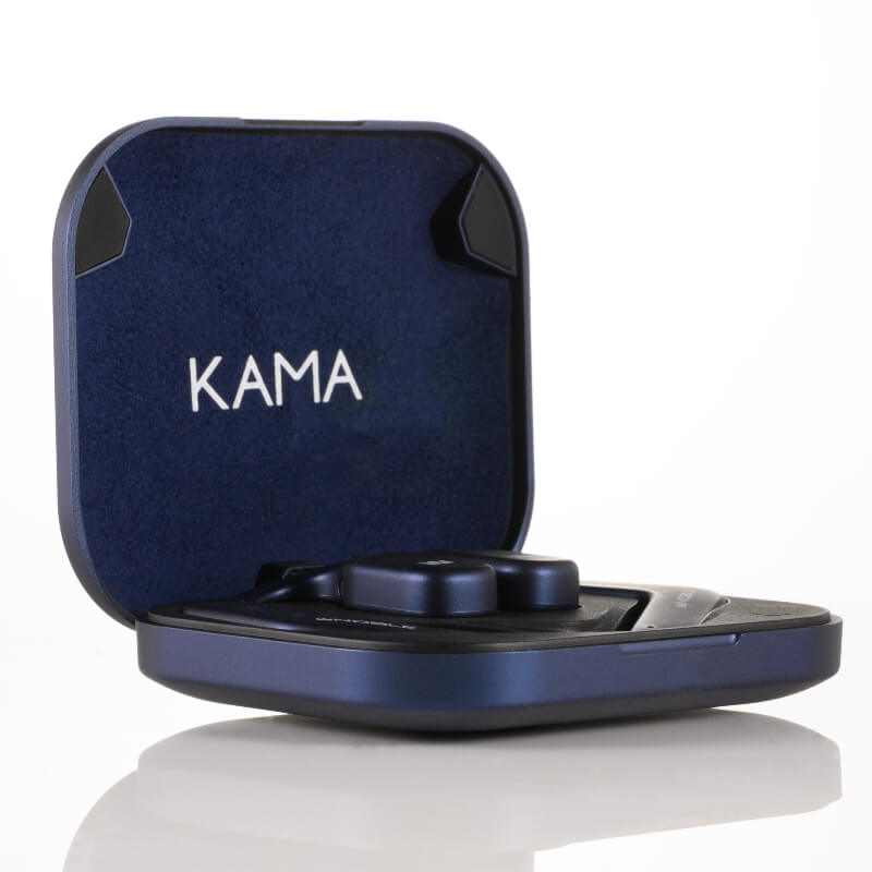 noble audio fokus kama open charging case angled view