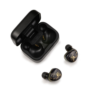 noble audio fokus rex5 black case and earbuds top