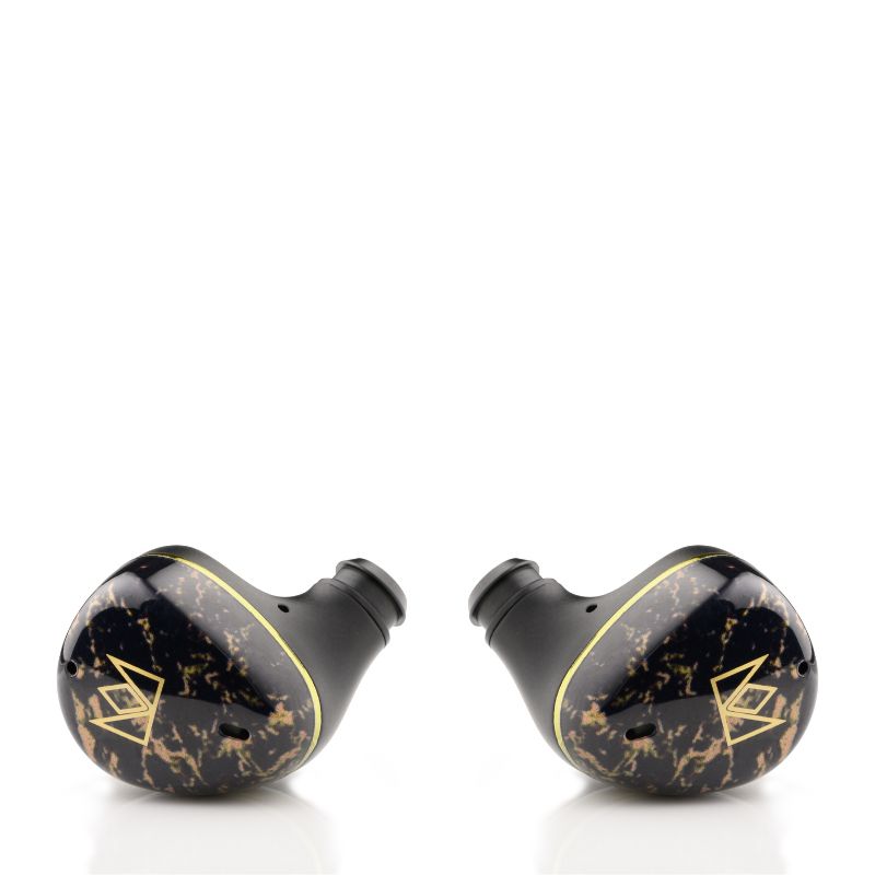 noble audio fokus rex5 black earbuds close up