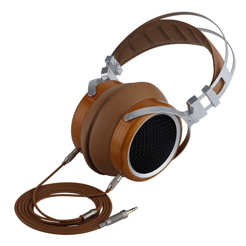 sivga luan headphone brown variant tilted view with brown cable