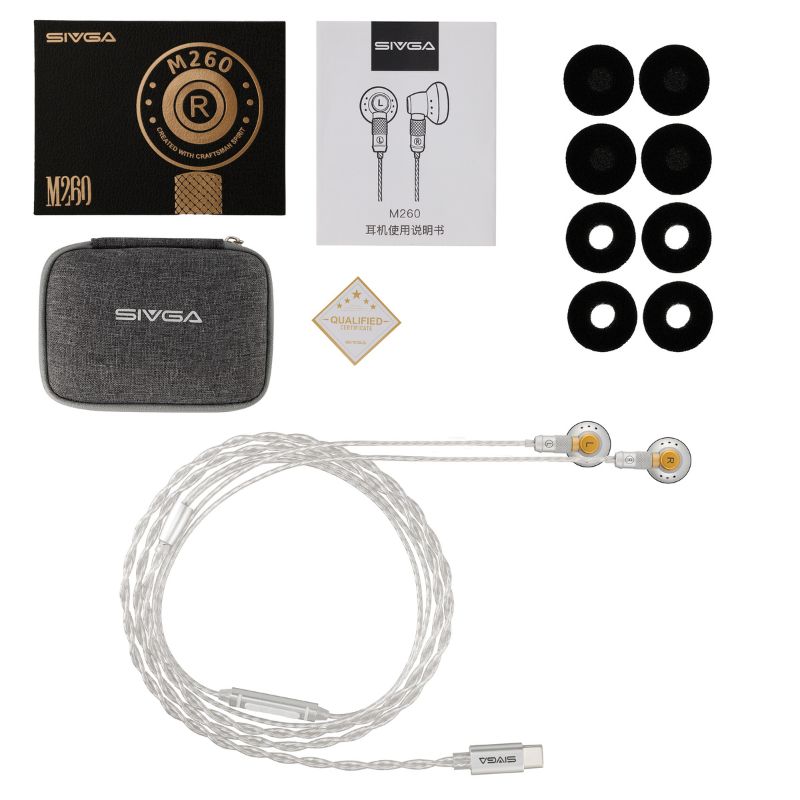 sivga m260 earbuds box cable and accessories