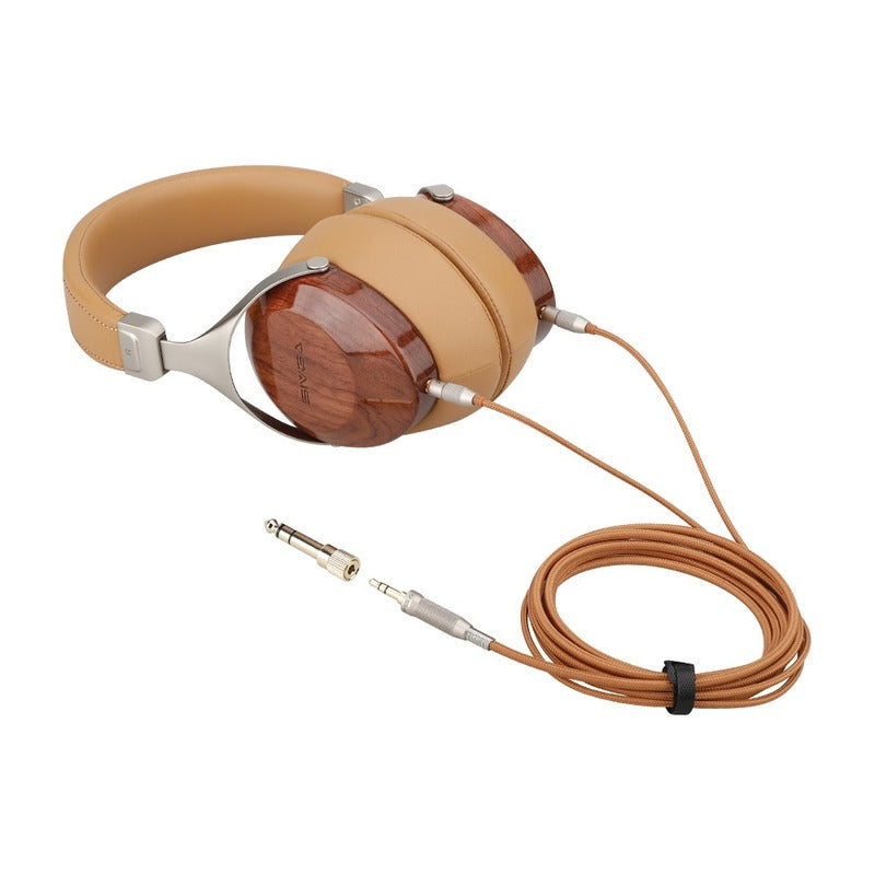 sivga robin sv021 headphone brown variant laid flat with brown cable