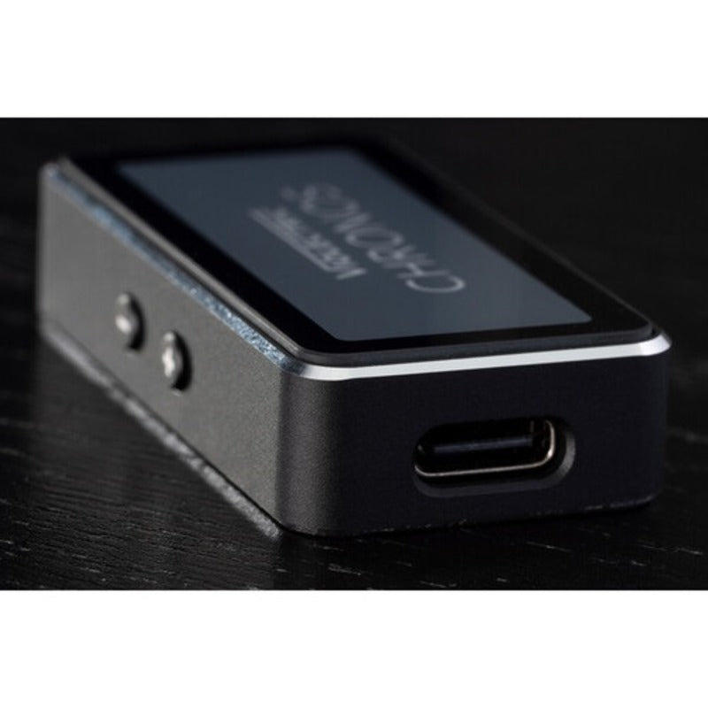 violectric chronos portable dac amp usb c port tilted view